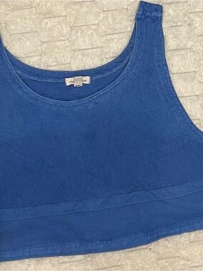 Blue Women's Scoop Neck Crop Tank Top